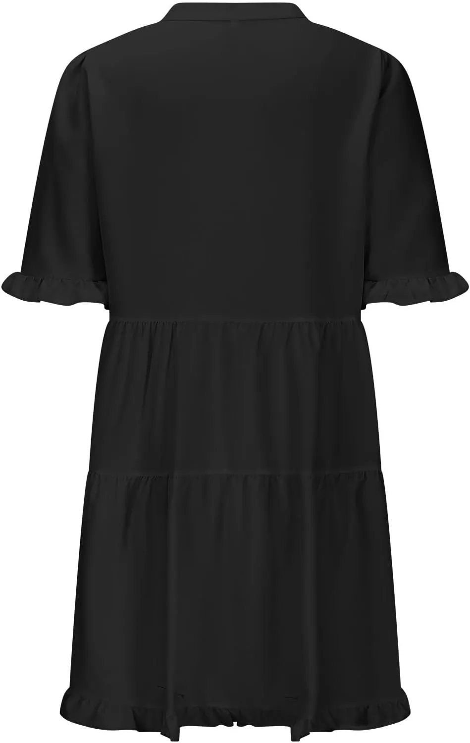 2025 Women Dresses Spring Summer V Neck Ruffle Short Sleeve Casual A-Line Flowy Dress Babydoll Shift Dress Mini Dress