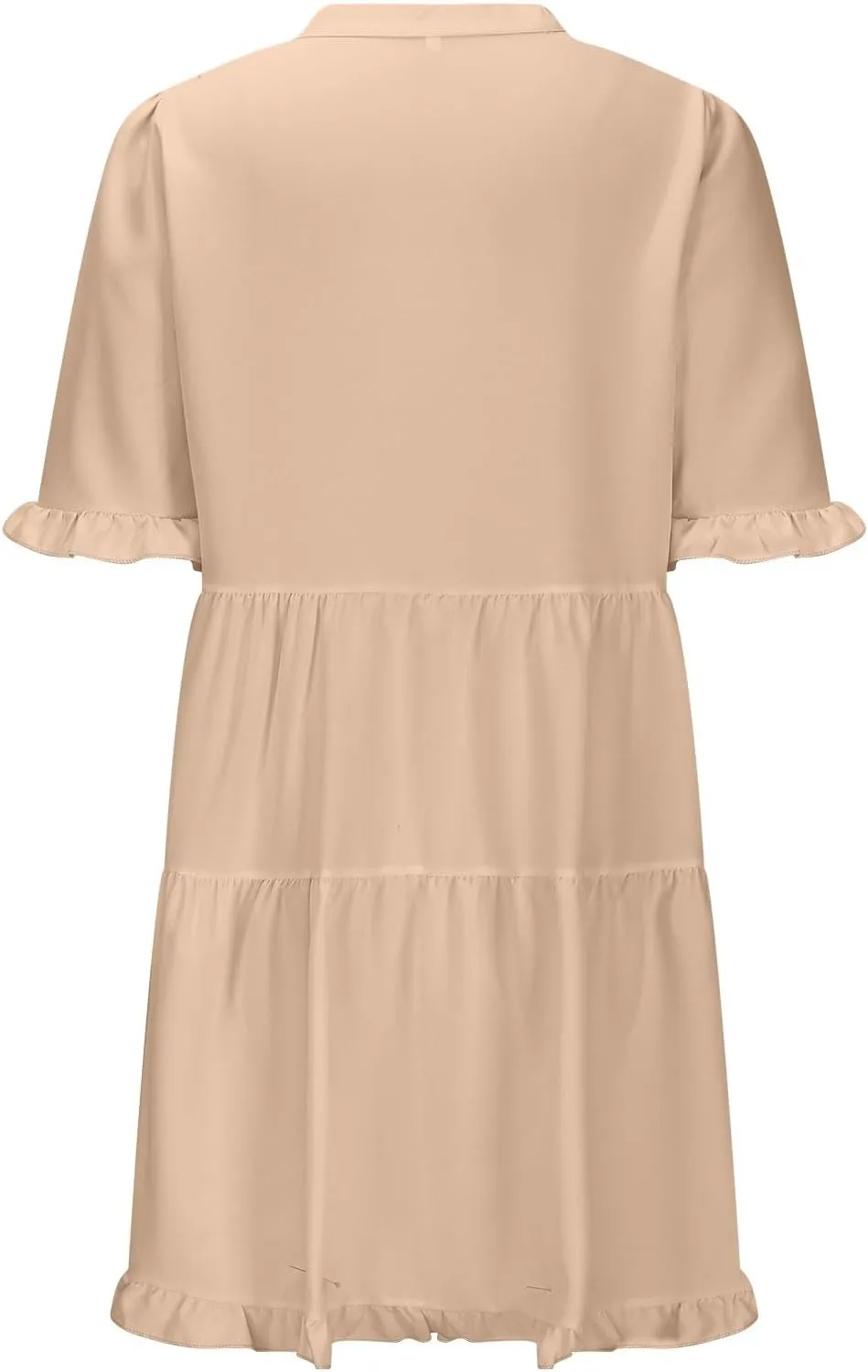 2025 Women Dresses Spring Summer V Neck Ruffle Short Sleeve Casual A-Line Flowy Dress Babydoll Shift Dress Mini Dress