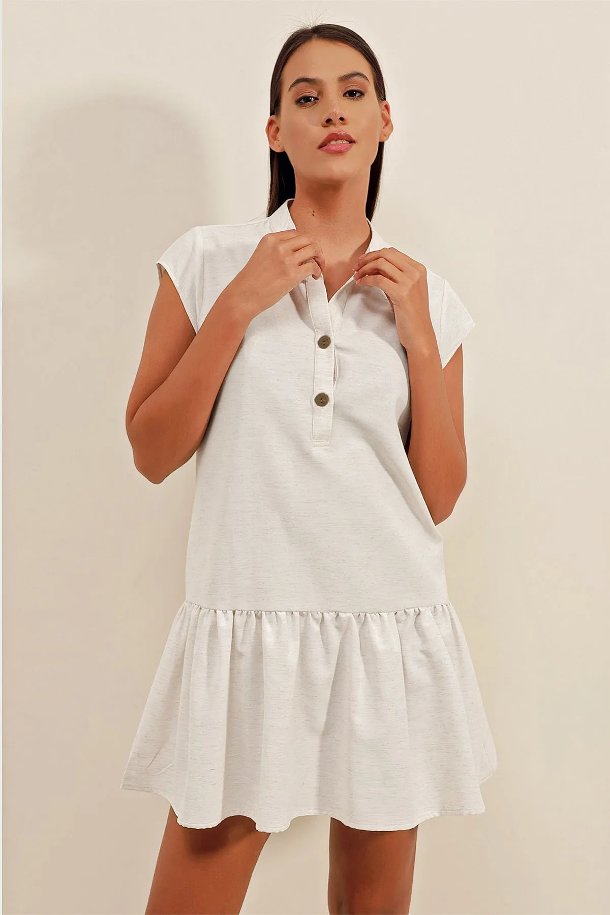 2425 keten mini elbise