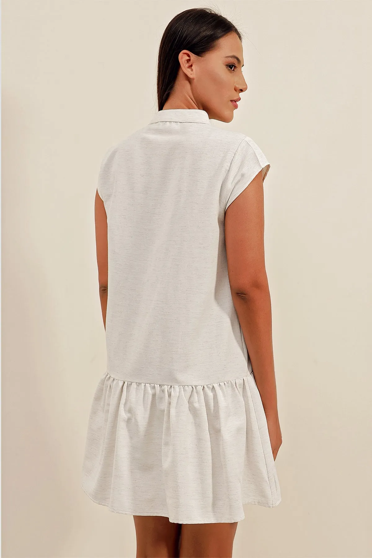 2425 keten mini elbise