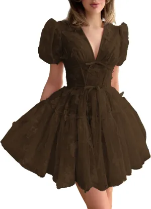3D Butterfly Short Homecoming Dresses for Teens Tulle Lace Appliques V-Neck Tight Prom Party Cocktail Dress 2024