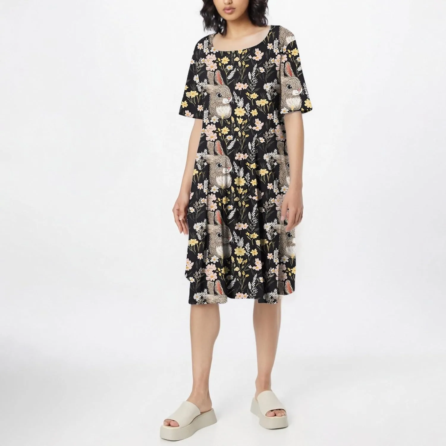 4th of July Dresses for Women midi red White and Blue Summer Dress Round Neck a line Short Sleeve Formal Dress Elegant