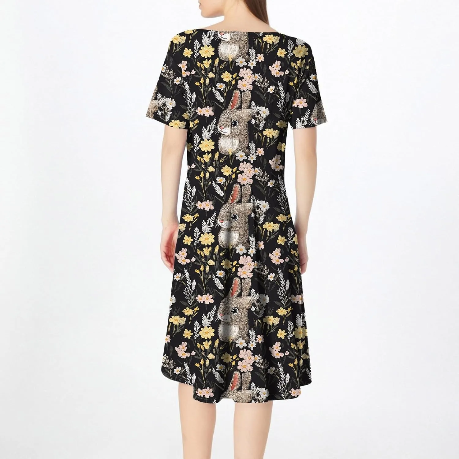 4th of July Dresses for Women midi red White and Blue Summer Dress Round Neck a line Short Sleeve Formal Dress Elegant