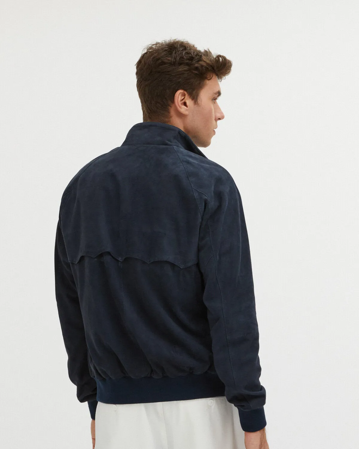 Baracuta G9 Suede Harrington Jacket - Navy