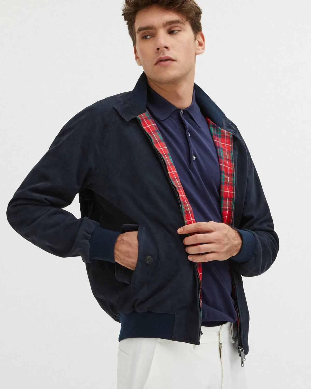 Baracuta G9 Suede Harrington Jacket - Navy