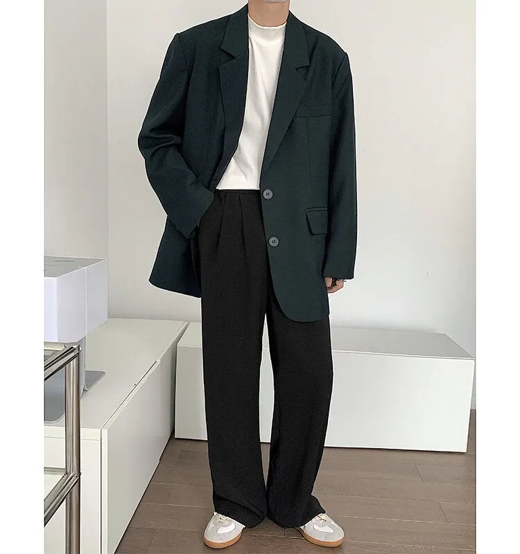 Bonsir Men's High-quality Casual Suit Jackets Formal Western-style Clothes Loose Black/brown/green Blazers Business Coats S-XL