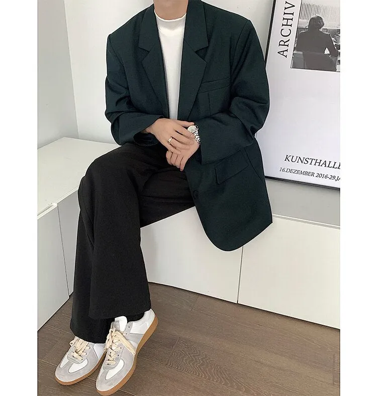 Bonsir Men's High-quality Casual Suit Jackets Formal Western-style Clothes Loose Black/brown/green Blazers Business Coats S-XL