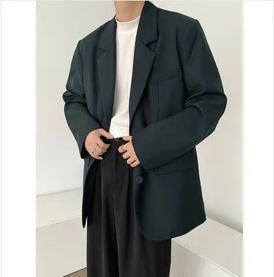Bonsir Men's High-quality Casual Suit Jackets Formal Western-style Clothes Loose Black/brown/green Blazers Business Coats S-XL