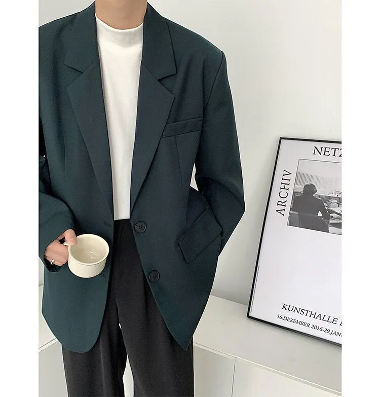 Bonsir Men's High-quality Casual Suit Jackets Formal Western-style Clothes Loose Black/brown/green Blazers Business Coats S-XL