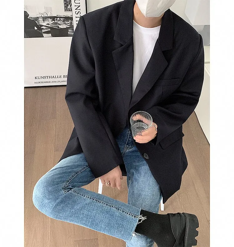 Bonsir Men's High-quality Casual Suit Jackets Formal Western-style Clothes Loose Black/brown/green Blazers Business Coats S-XL