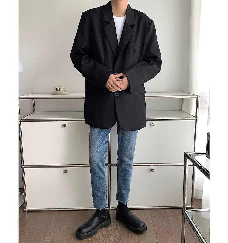 Bonsir Men's High-quality Casual Suit Jackets Formal Western-style Clothes Loose Black/brown/green Blazers Business Coats S-XL