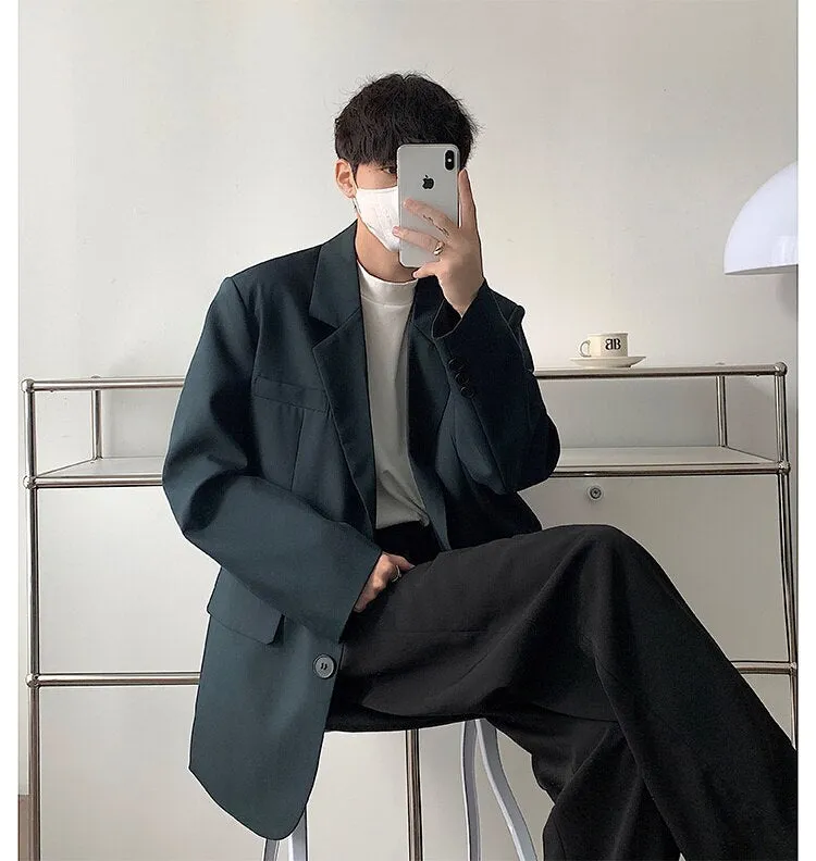 Bonsir Men's High-quality Casual Suit Jackets Formal Western-style Clothes Loose Black/brown/green Blazers Business Coats S-XL