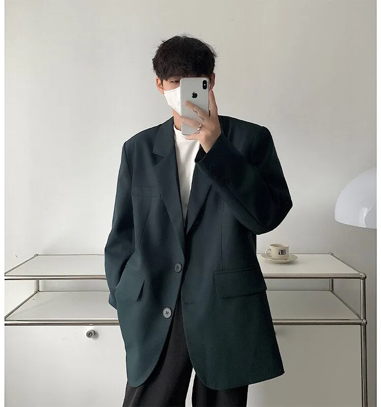 Bonsir Men's High-quality Casual Suit Jackets Formal Western-style Clothes Loose Black/brown/green Blazers Business Coats S-XL