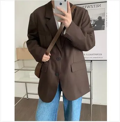 Bonsir Men's High-quality Casual Suit Jackets Formal Western-style Clothes Loose Black/brown/green Blazers Business Coats S-XL