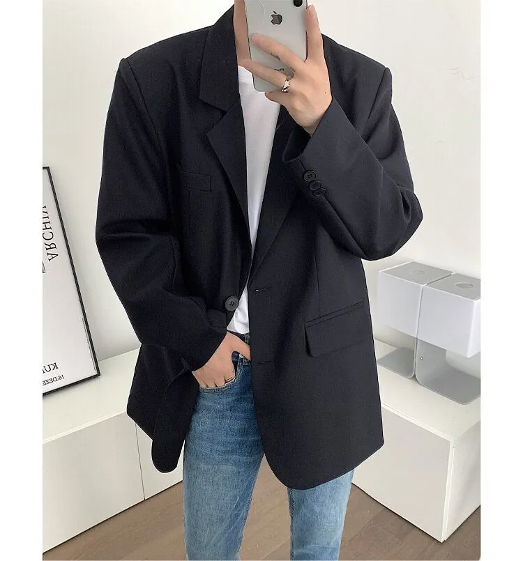 Bonsir Men's High-quality Casual Suit Jackets Formal Western-style Clothes Loose Black/brown/green Blazers Business Coats S-XL