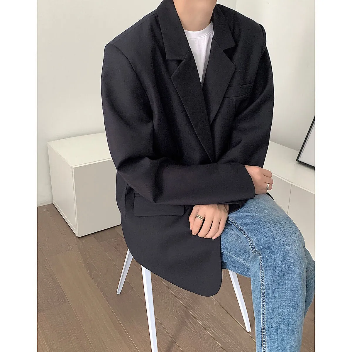 Bonsir Men's High-quality Casual Suit Jackets Formal Western-style Clothes Loose Black/brown/green Blazers Business Coats S-XL