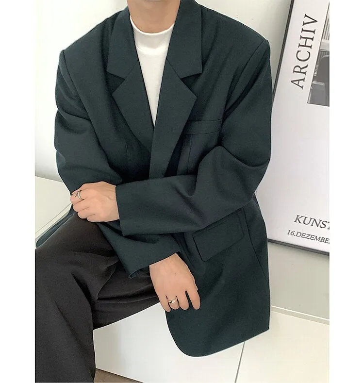 Bonsir Men's High-quality Casual Suit Jackets Formal Western-style Clothes Loose Black/brown/green Blazers Business Coats S-XL