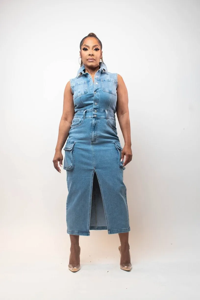 Cargo Denim Dress