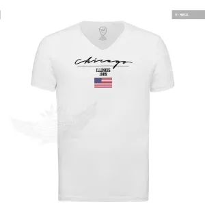 Casual Men's T-shirt Chicago US Flag Street Fashion Tee MD917CH