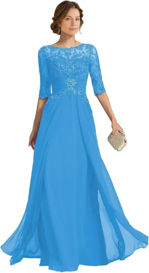 Chiffon Mother of The Bride Dresses for Wedding Laces Applique Formal Evening Party Gown Mother of The Groom Dress