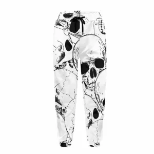 Comics Skull Print Elastic Casual Pants