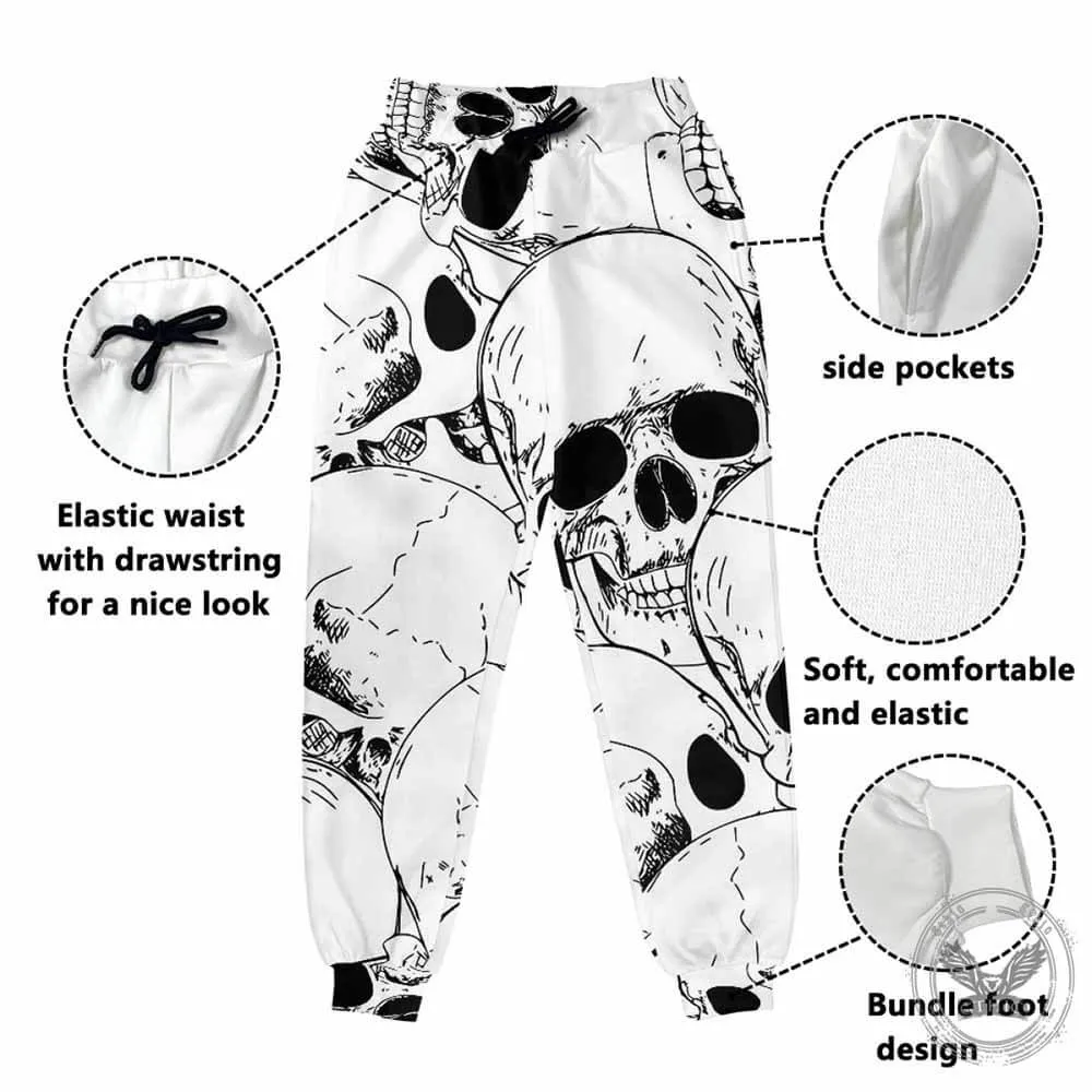Comics Skull Print Elastic Casual Pants