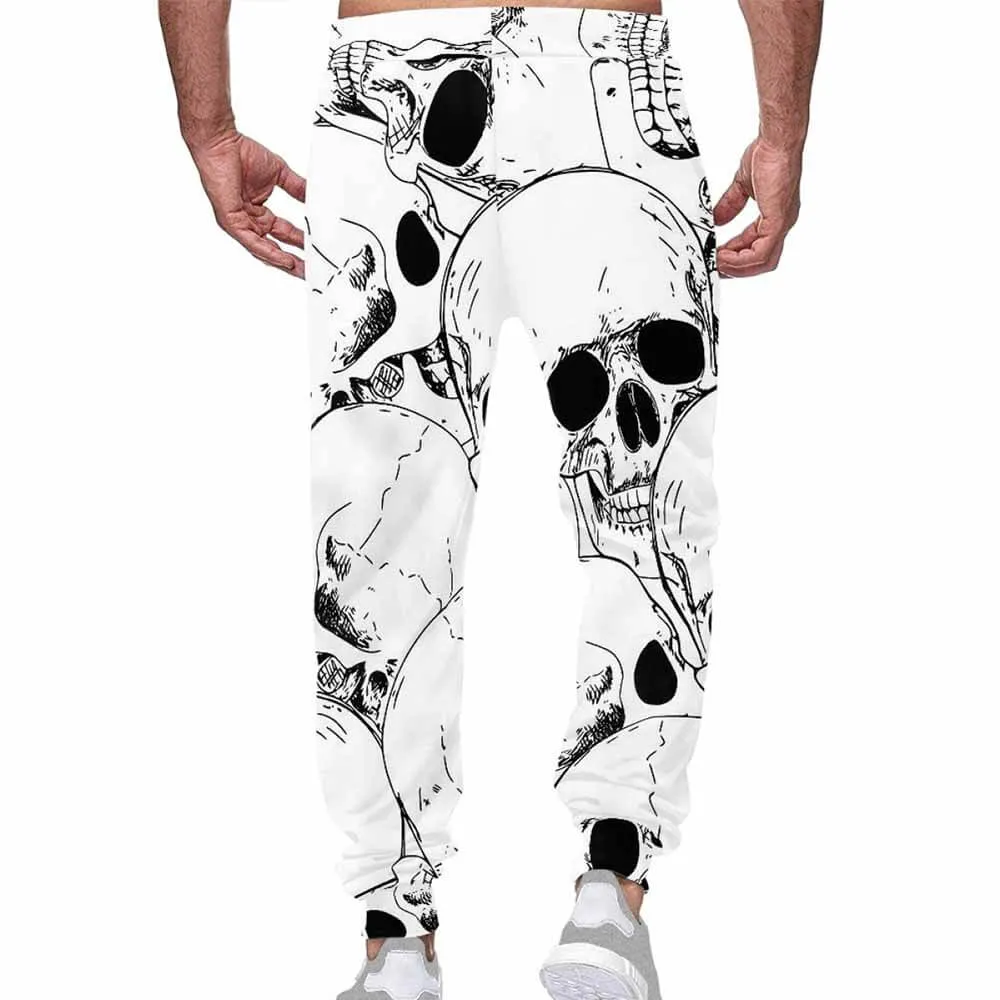 Comics Skull Print Elastic Casual Pants