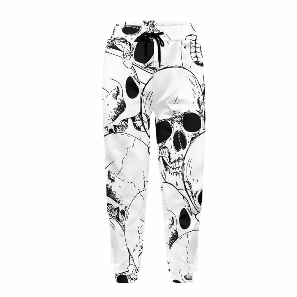 Comics Skull Print Elastic Casual Pants