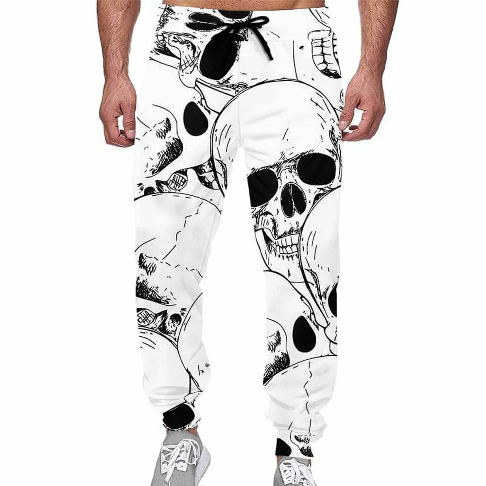 Comics Skull Print Elastic Casual Pants