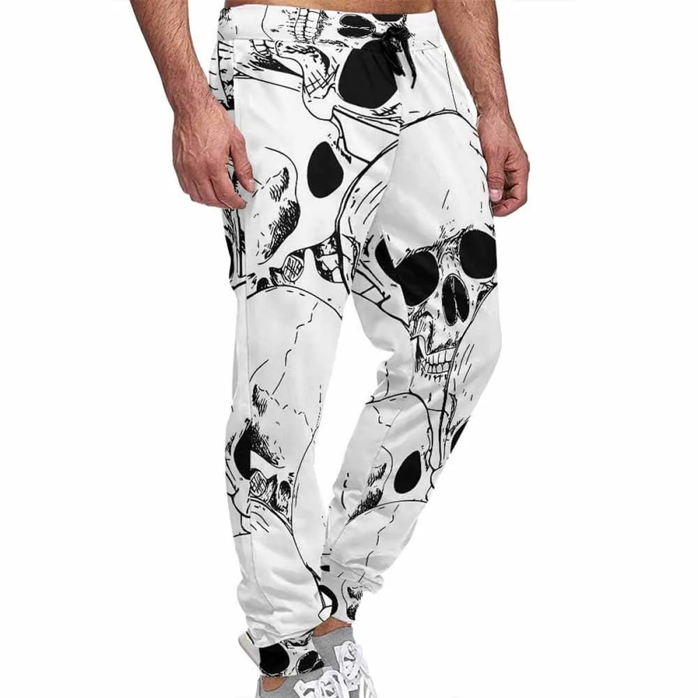 Comics Skull Print Elastic Casual Pants