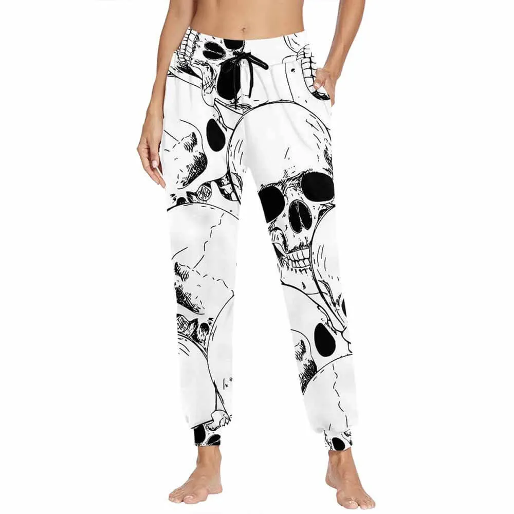 Comics Skull Print Elastic Casual Pants