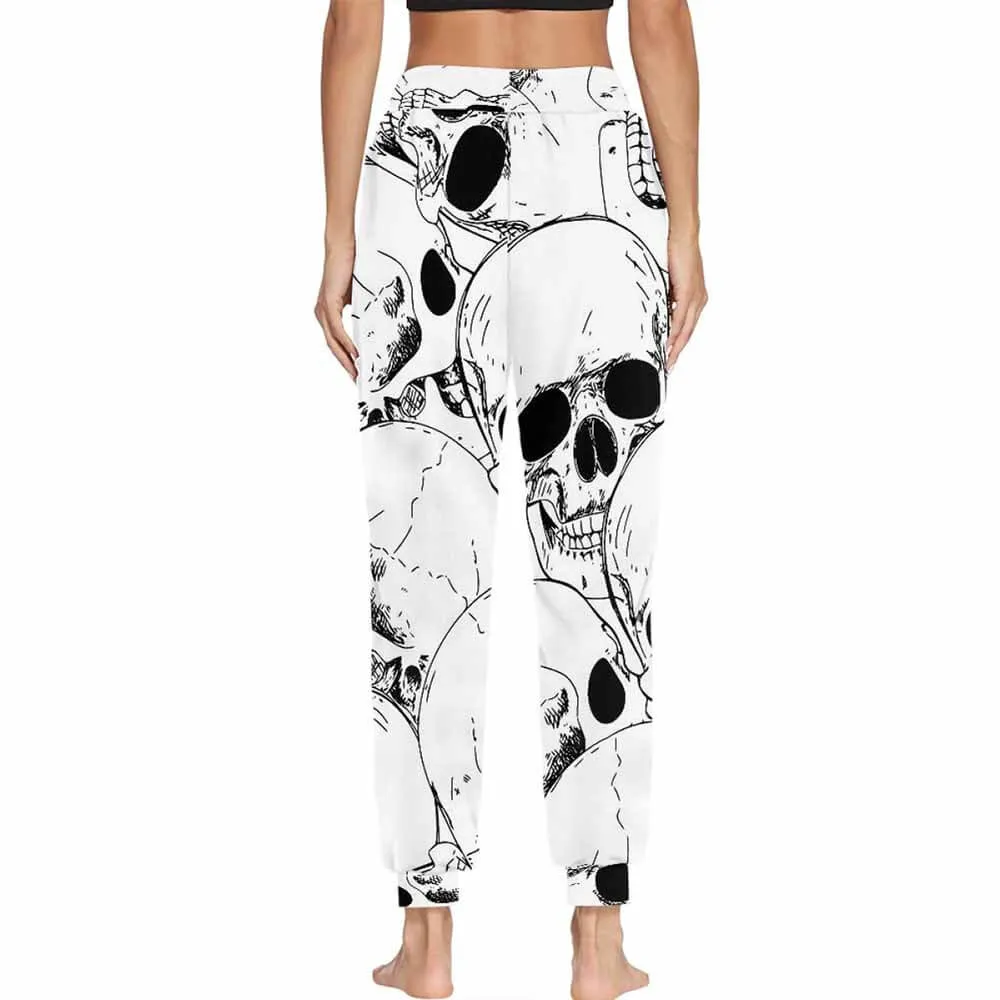 Comics Skull Print Elastic Casual Pants