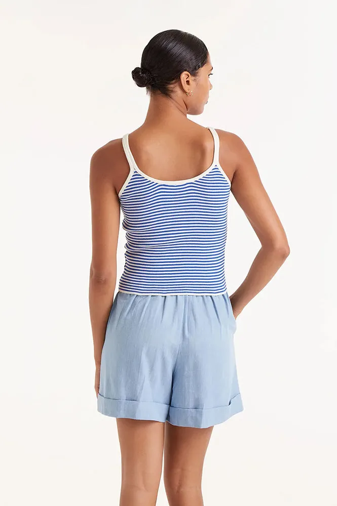 Compania Fantastica Blue and White Strappy Vest Top