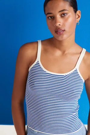 Compania Fantastica Blue and White Strappy Vest Top