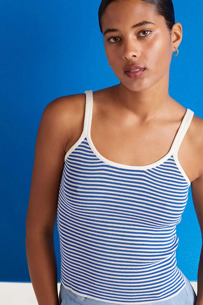 Compania Fantastica Blue and White Strappy Vest Top