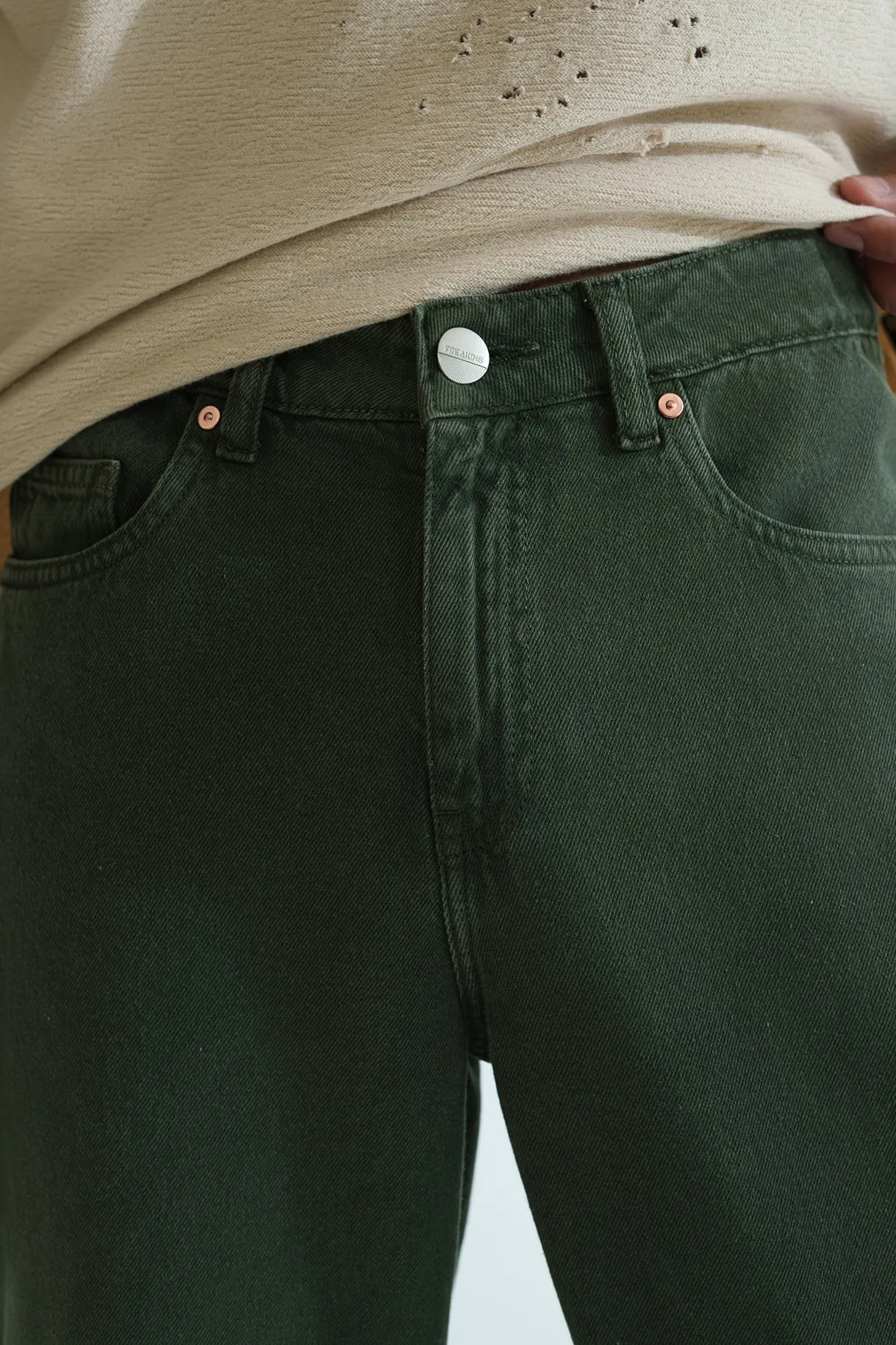 Dark Olive Men's Baggy Straight Jeans