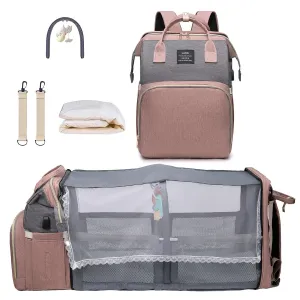 Diaper Bag with Changing Station,Diaper Bag Backpack,Girl Boy Diaper Bag,Large Capacity,900d Excellent Oxford(Ungrade Pink Grey)