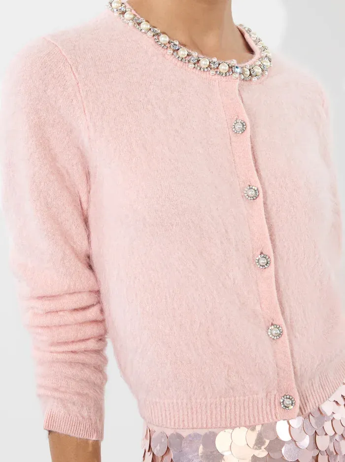 Dollie Embellished Cardigan - Pearl Blush