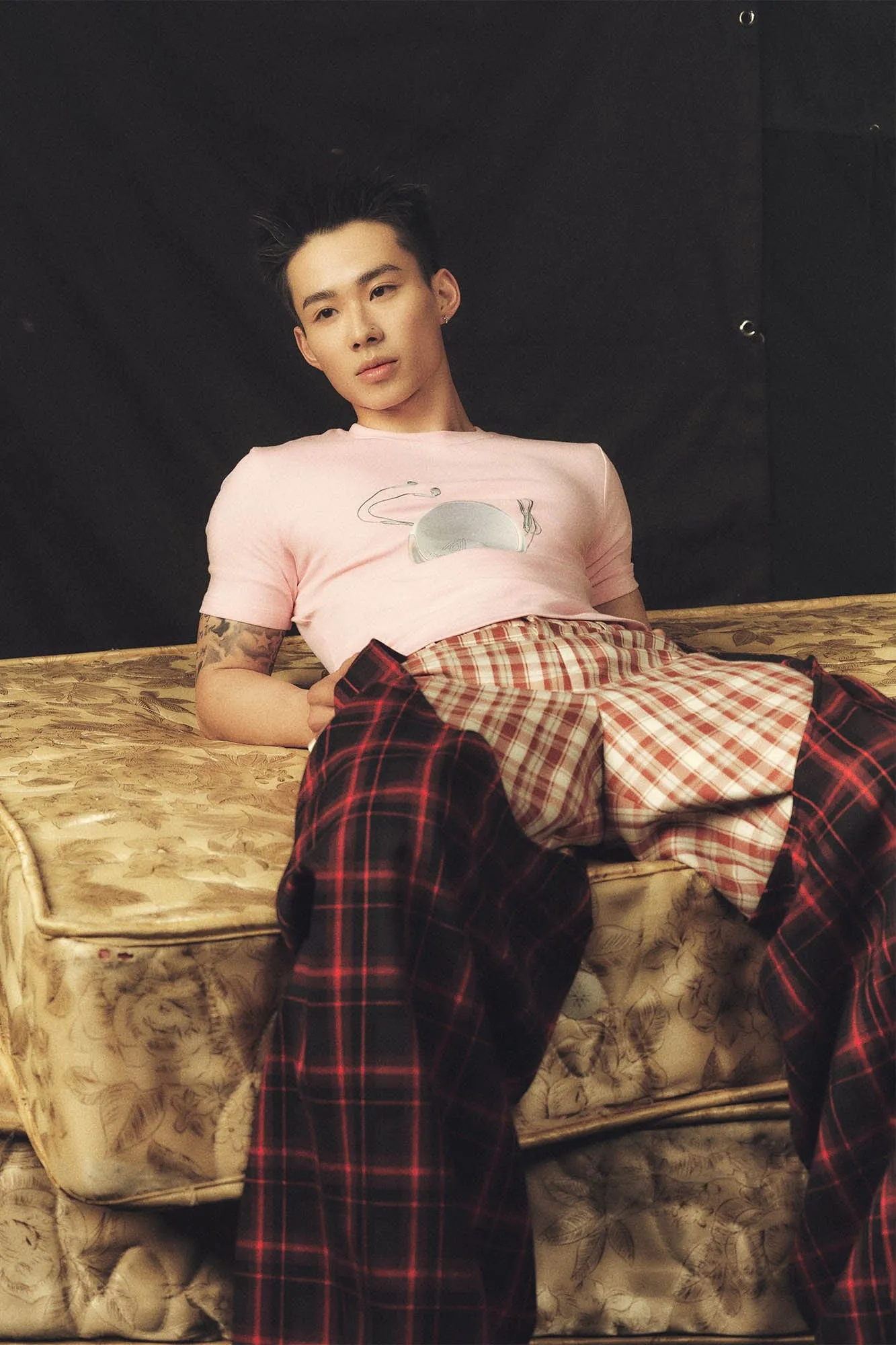 Dual Plaid Wide Leg Pants