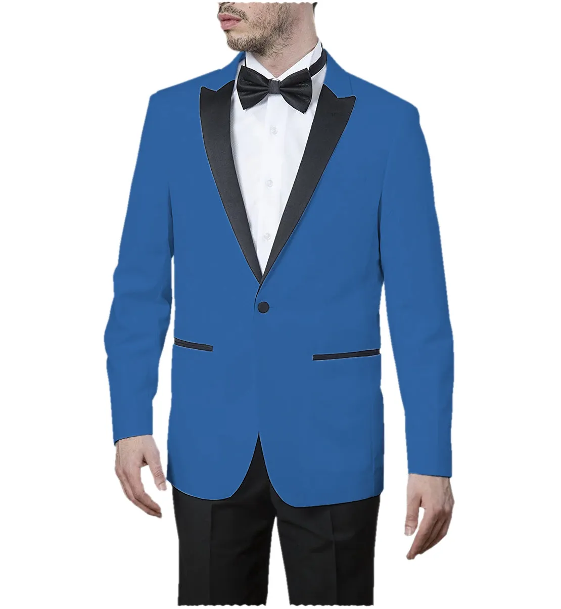 Formal Men's Slim Fit Peak Lapel Flat Blazer