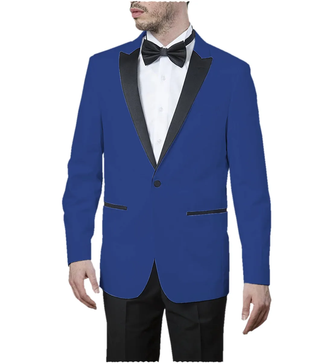 Formal Men's Slim Fit Peak Lapel Flat Blazer