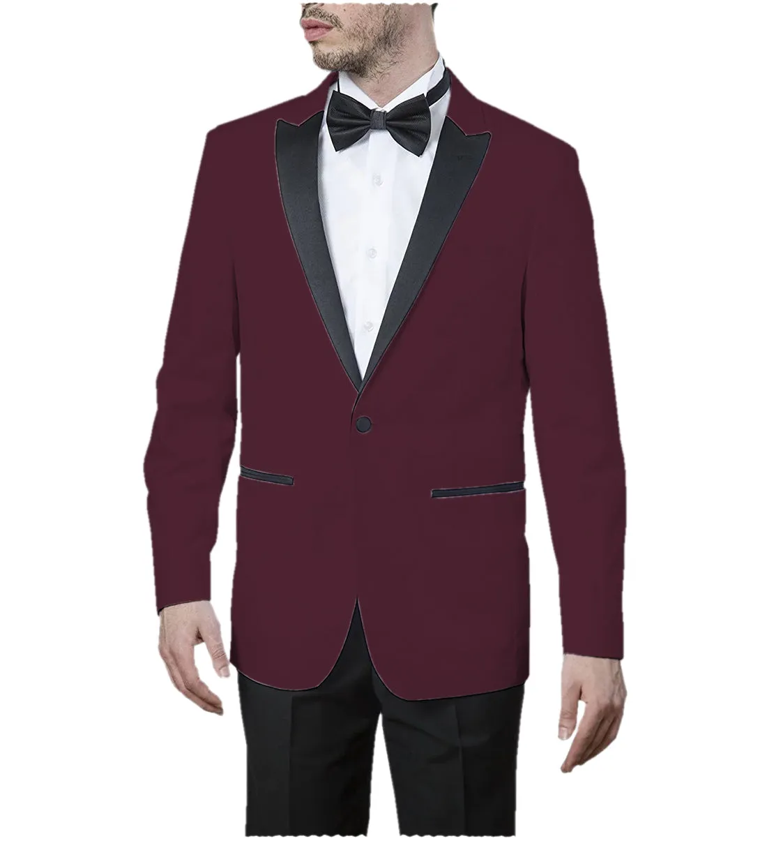 Formal Men's Slim Fit Peak Lapel Flat Blazer