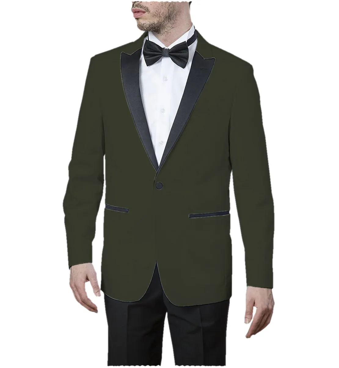 Formal Men's Slim Fit Peak Lapel Flat Blazer