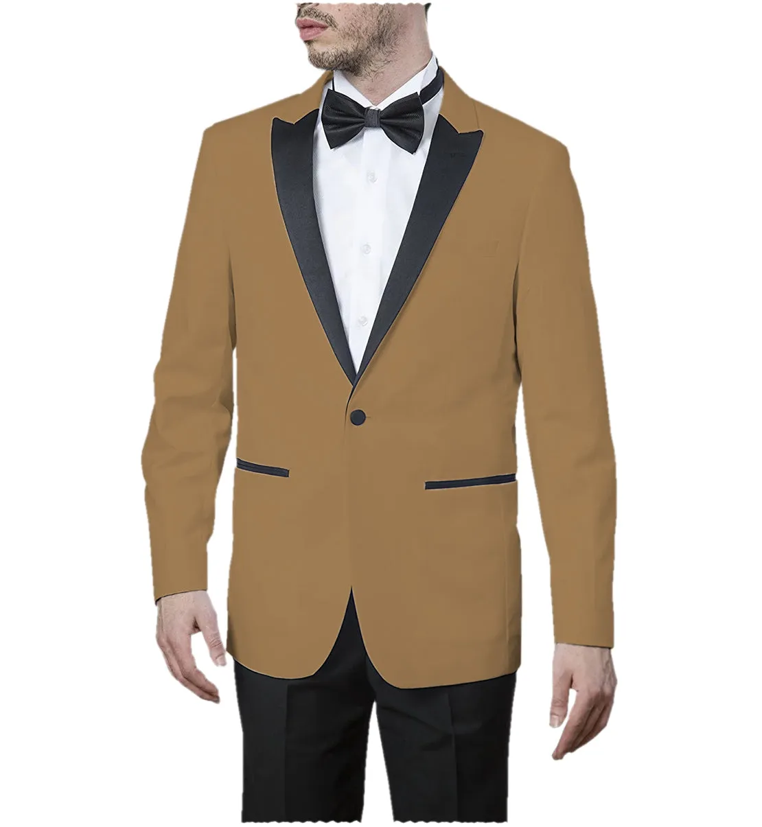 Formal Men's Slim Fit Peak Lapel Flat Blazer