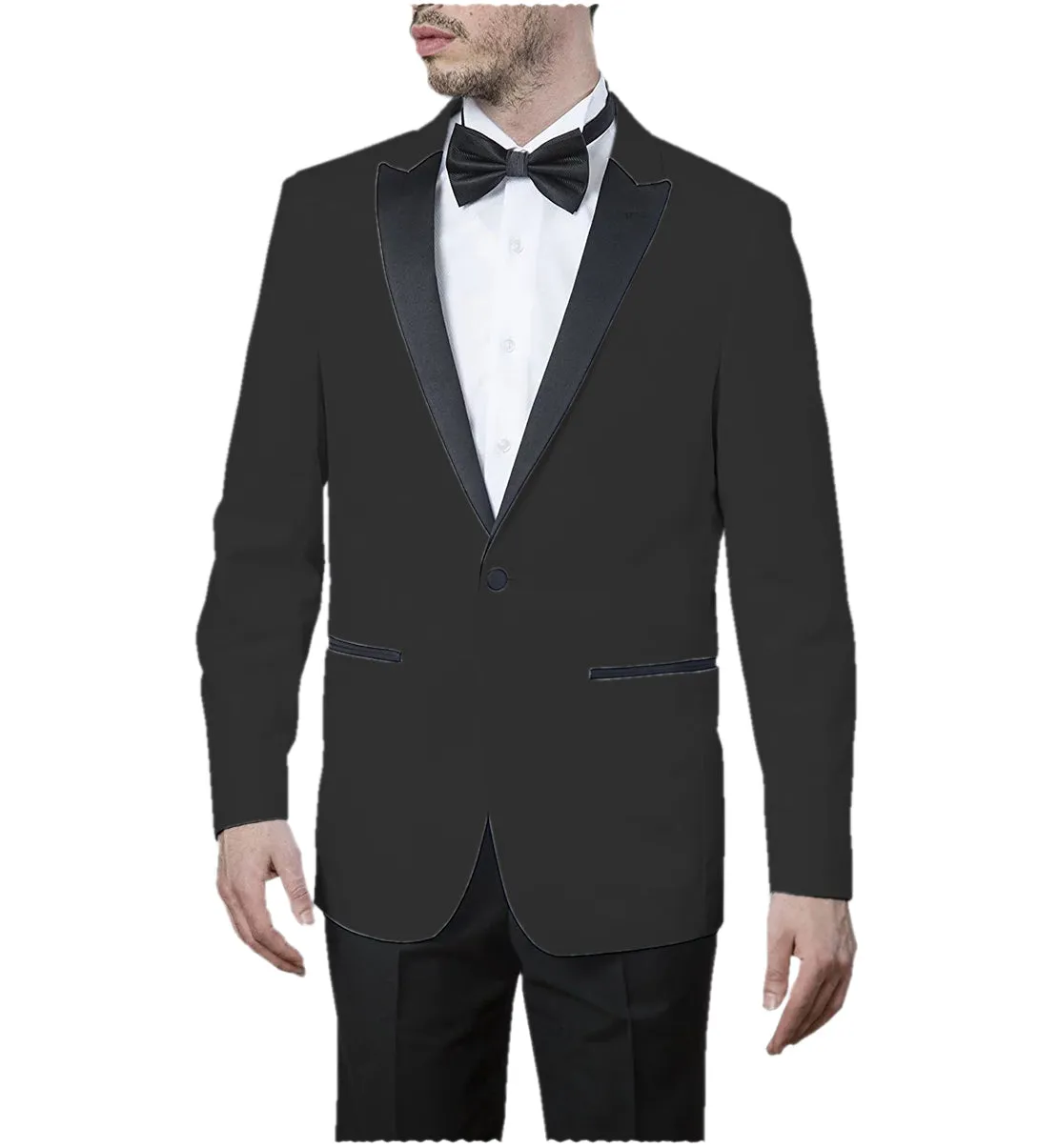 Formal Men's Slim Fit Peak Lapel Flat Blazer