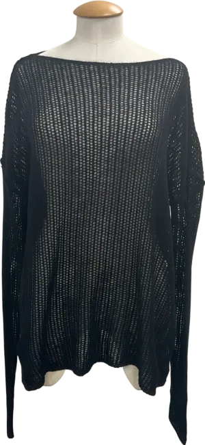 Free People Black Wednesday Super soft 100% Cashmere open Knit jumper UK S