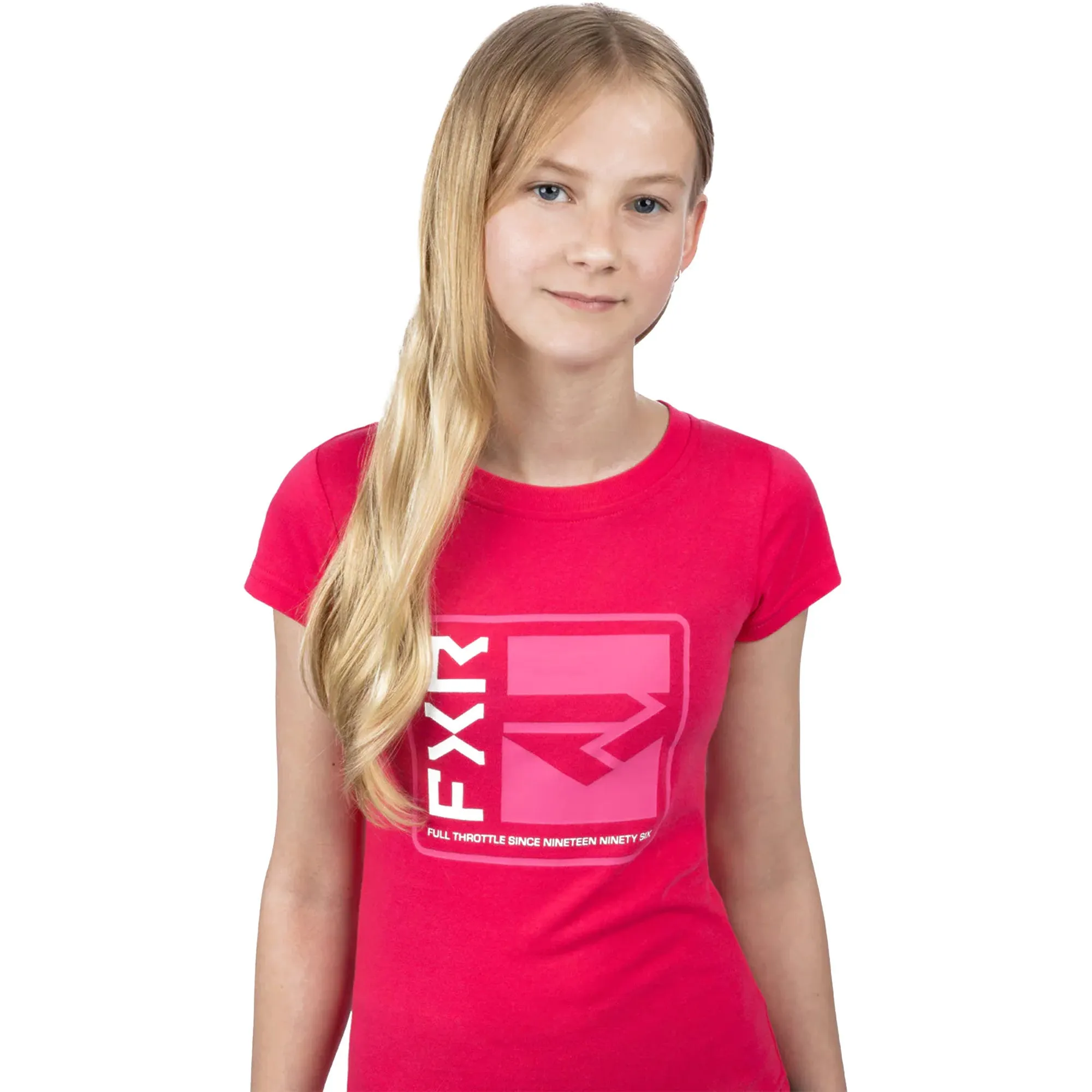 FXR  Girls Broadcast Premium T-Shirt Tee Short Sleeve Cotton Casual Razz E Pink