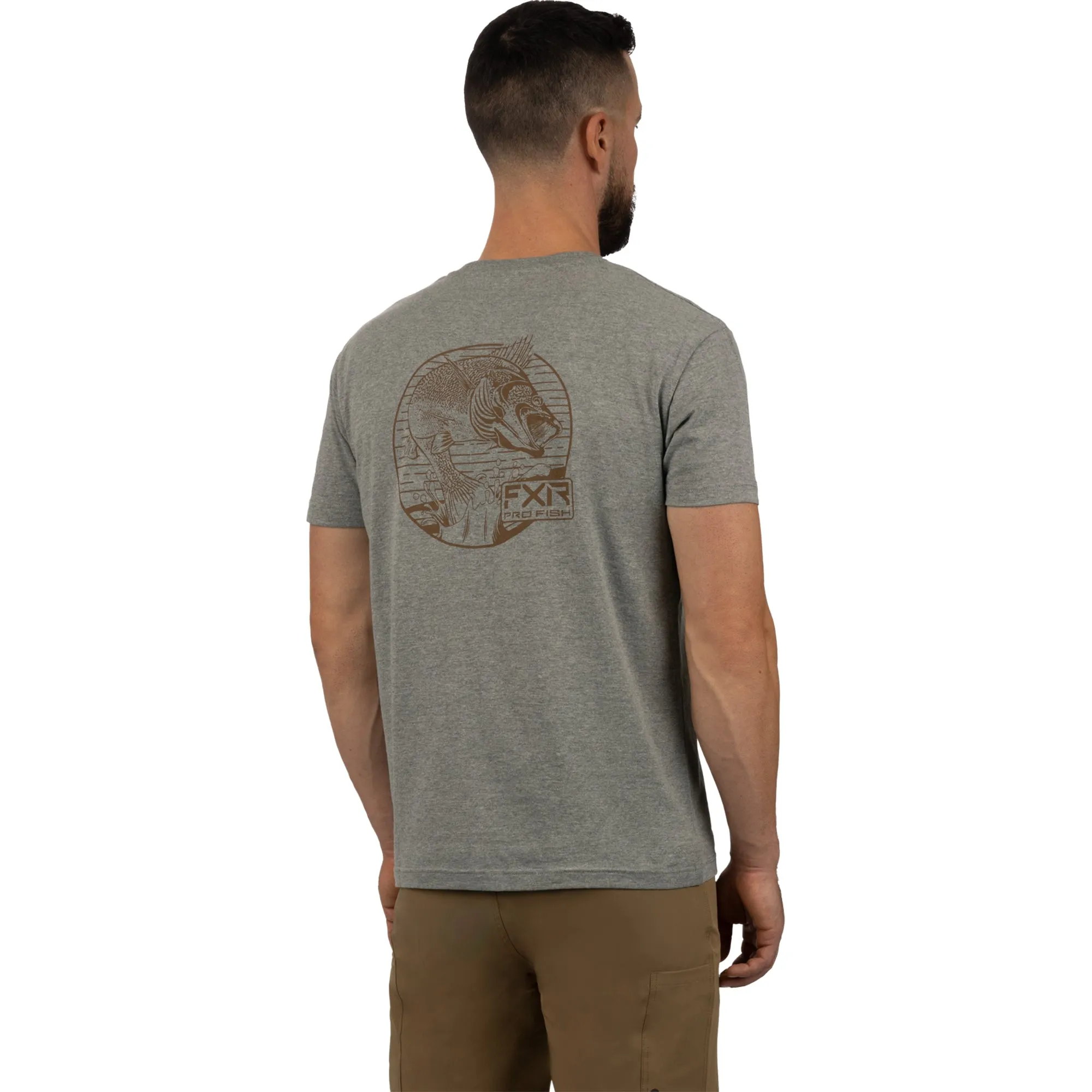 FXR Mens Walleye Premium T-Shirt Grey Heather/Copper