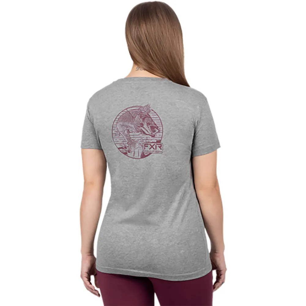 FXR Walleye Premium T-Shirt Grey Heather/Merlot