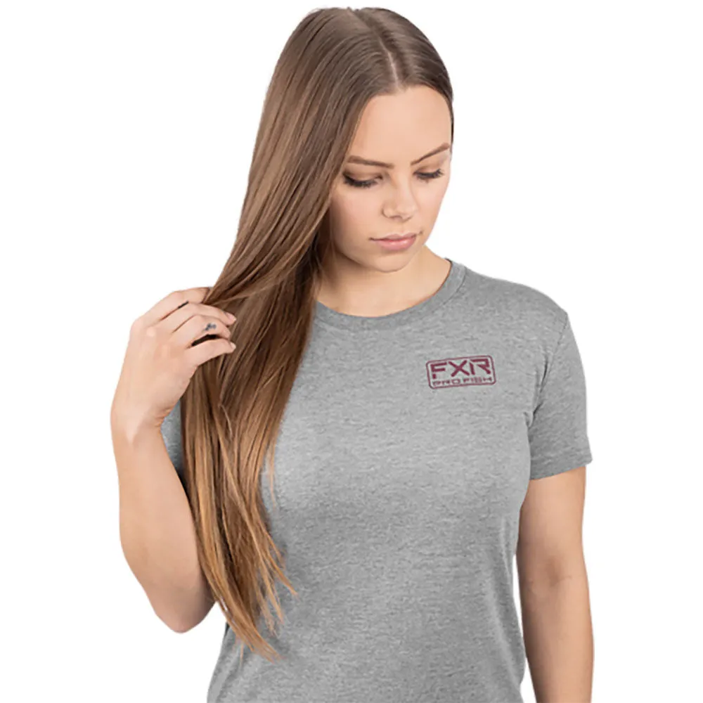 FXR Walleye Premium T-Shirt Grey Heather/Merlot